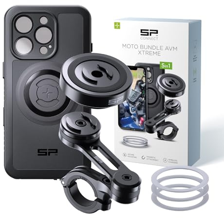 SP CONNECT Moto Bundle II AVM Xtreme | SPC+ | Halterung kompatibel mit iPhone 16 Pro | Handyhalterung für Motorrad | Handyhalter Smartphone | Zubehör vibrationsgedämpft für Motorroller Moped