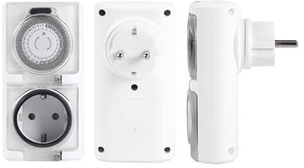 Rasmacor | Reloj Temporizador IP44 | Temporizador Programador Analógico para Uso Exterior | Enchufe programable 24 Horas Blanco | MAX. 16A 3680W 230V |