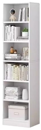 HARELA Bücherregal 6-Tier, Standregal Büroregal Dekoregal, Industrial-Style Lagerregal Aufbewahrungsregal, Mehrstöckiges Lagerregal Freistehendes Bücherturm, Schmales Bücherregal