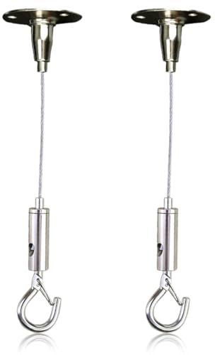 2 Pcs Cavo Acciaio Inox 304 Fune Metallica Regolabile Filo in Acciaio Inox con Anello e Gancio 1.5MM*1.5M Fune Acciaio Inox Corda per Appendere Cornici Foto Vestiti Luci Lampadari, cavo acciaio