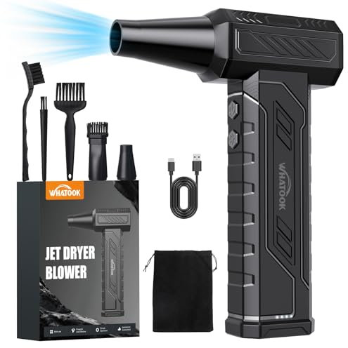 WHATOOK A1 Max Elektrische Staubgebläse Druckluftspray, 4 Gang 250000 RPM Electric Air Duster mit 8000mAh Akku, USB-C Schnellladung Druckluft Staubgebläse mit LED für Laptop, Tastatur, Auto, Sofa