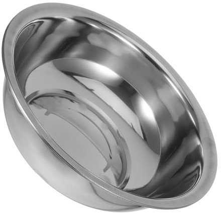 SEWOART tazón de sopa de acero inoxidable lavabo de cocina extra palangana de verduras de metal huevera tazones de acero contenedor metálico cuenco de base plana Silver