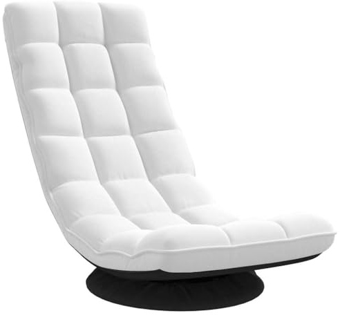 vidaXL Snurrbar golvstol vit 70x51x79 cm tyg, snurrstol, golv spelstol, markstol, svängbar vilstol, fällbar golvstol, hopfällbar golvstol