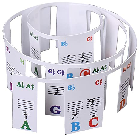 Qusedwey Piano Keyboard Stickers Grand/Electric Piano 88 Keys Stave Notation Note Strip Label Symbol for Beginners Students