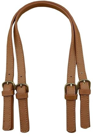ENWWCH Damen Ledertaschengurt 2 STÜCKE 70 cm PU Leder Taschengurt Handtaschengriff Verstellbar Ersatz DIY Schultertasche Gürtel Zubehör Für Schultertaschen(Brown)