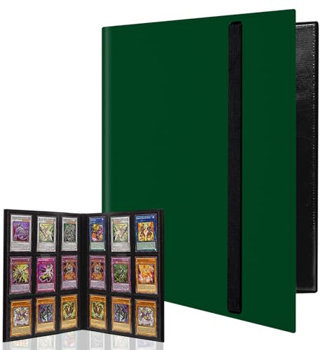 WAIZHIUA Raccoglitore per carte da collezione con 9 tasche, 216 tasche, con cinturino elastico, in pelle PU, per carte sportive Pokemon Yu-Gi-Oh