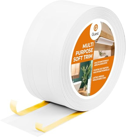 Quest Battiscopa 2in1 Multifunzione 110 mm Autoadesivo - Bianco, 5 m | Zoccolino flessibile e canalina per cavi, senza forare, per casa e ufficio, resistente ai raggi UV, facile da montare