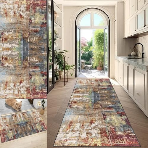 Tapis de Couloir Long Tapis de Cuisine Devant ​Evier Lavable Tapis de Passage 40 x 100 cm Paillasson Interieur Entree Antidérapant Tapis de Sol Tapis pour Passage, Bureau, Salon, Chambre, Entrée