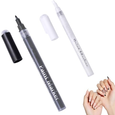 Black and White Tip Nail Polish Pencil,Quick Dry Fine Tip Nail Art Pens for DIY Dot & Line Designs,Precision Nail Decoration with Fast-Drying Formula,Ideal for Beginners & Pros,Nail Polish Pen