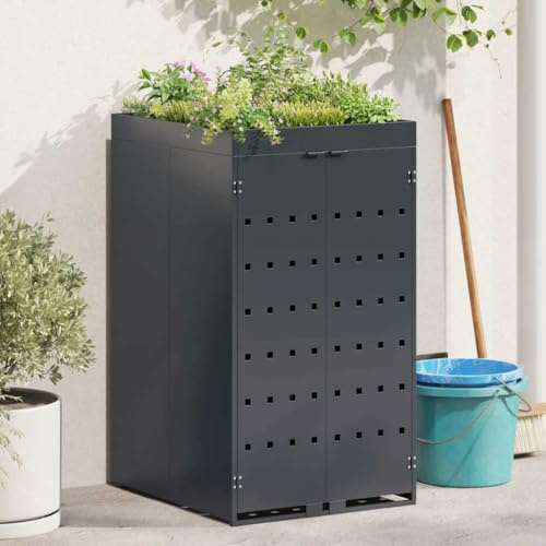 Générique Rangement pour bac à roulettes avec Toit de jardinière pour bac Unique de 240L,Produits ménagers,Accessoires pour conteneurs à déchets,Cache-conteneurs à déchets,Anthracite,28.2 KG,42018677