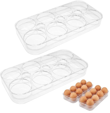 2er-Set Eierhalter Kühlschrank – Eierbehälter für Kühlschrank mit Platz für 16 Eier, Stapelbare Eierbox Kühlschrank – Kühlschrank Zubehör