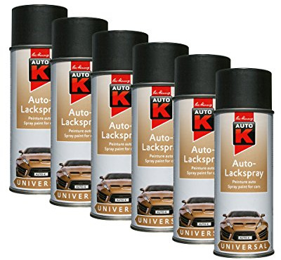 6x KWASNY 233 021 AUTO-K UNIVERSAL Auto-Lackspray Schwarz Matt 400ml
