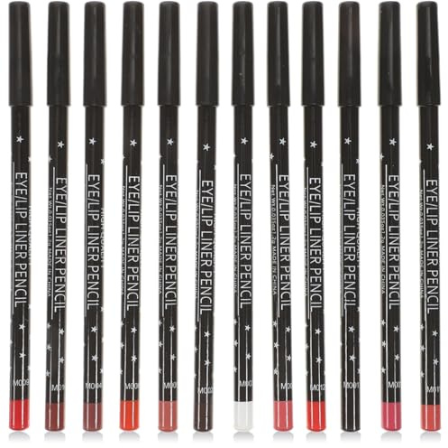 Luxshiny Crayon À Lèvres Mat Imperméable Lot De 12 Crayons Contour Des Lèvres 14.5 Cm Texture Élégante Pour Maquillage Quotidien Tenue Longue Durée Pour Femmes Et Filles