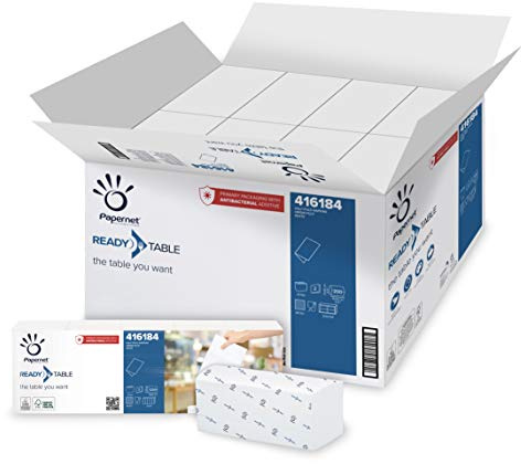 Papernet Ready Table Papierservietten mit ½ Falzung 416184 | 2-lagige Servietten aus reiner Zellulose | 8 Packungen à 5 Stück mit je 200 Blatt | Einzelblattgröße 21,6 x 21,6 cm