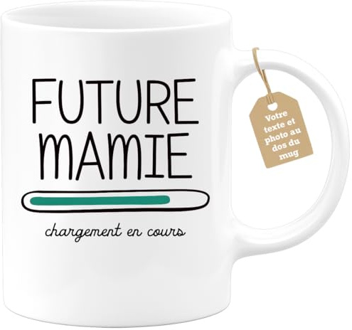 quotedazur Café-Croissant - Mug Personnalisable Texte Photo Tasse Cadeau Original Humour Noël Future Mamie 2026 Chargement En Cours - Blanc/Céramique