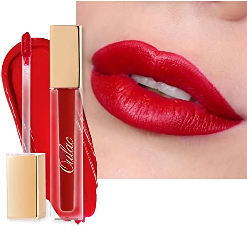 Oulac Lippenstift Rot Matt Langanhaltender, Roter Lippenstifte, Wasserfester mit Kussechter, No-Transfer, Flüssig Cremige Textur, Hochpigmentiert, Matte Ink, Lasting Tint, Vegan, 4,5 ml (M02)