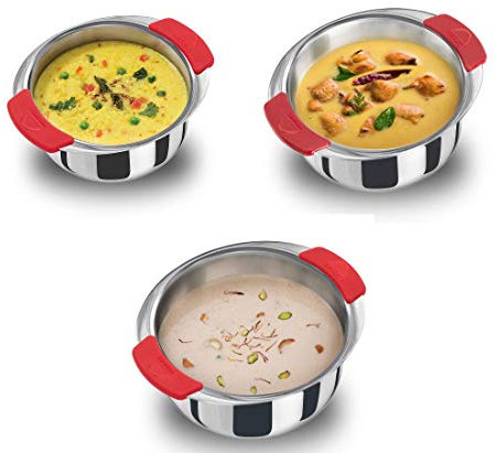 HAWKINS Tri-Ply Stainless Steel Metro PatilaTopeCook-n-Serve, 3 Pieces Combo Set, 1.5 L, 2 L and 2.5 L, Silver, Medium