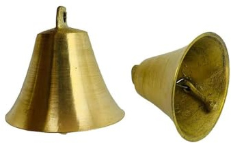 Wvkzuc 2 Stück Vintage Messingglocken Mund Kupfer Windspiel Home Glocke Anhänger DIY Handwerk Hund Schaf Pferd Kuh Garten Weihnachtsbaum Dekoration Glocken (4 cm)