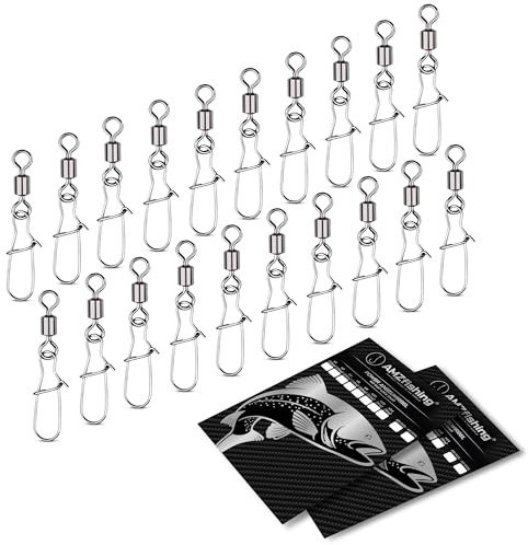AMZfishing NEU 20x Angelwirbel mit Fast-Lock | Wirbelsortiment | Wirbelset | Wirbel Angeln | Angel Wirbel | Angelwirbel Set (40, 1)