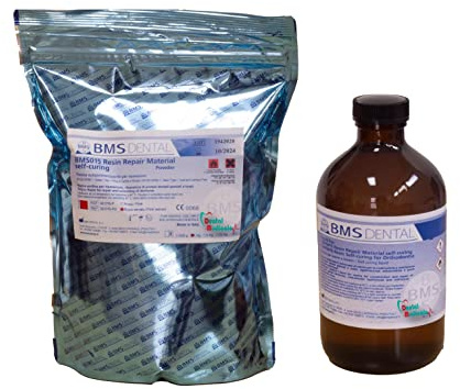 Résine à froid BMS pour réparation prothèses Rose Venata 1 kg poudre + 500 ml liquide, pour odontotechnicien
