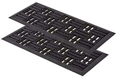 Gummimatte Außenbereich - Robuste Türmatte Gummi - Rillen 2er Set 25x60 cm | Eingangsmatte Außenbereich pflegeleicht Türvorleger Outdoor Fußmatte außen rutschfest und robust Fußabtreter aussen Höhe 6mm