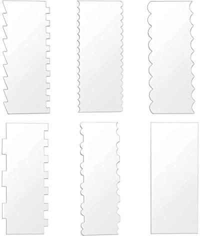 6 Stück Klares Acryl-Kuchenschaber Glätter Kuchenschaber Buttercreme Kuchenspachtel Kuchen Zuckerguss Dekorieren Kamm Torten Backen Zubehör Tortenspachtel für Backen Werkzeuge Küche Backen Diy