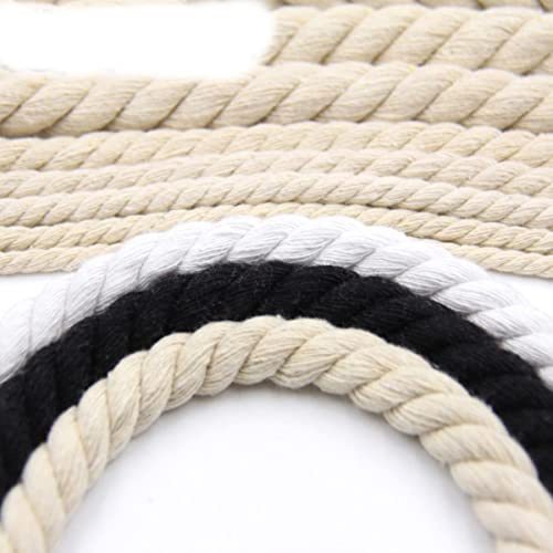 5/10M 6mm/8mm/10mm/12mm/15mm 3 Anteile gedrehtes Baumwollseil für Taschendekoration Makramee-Schnüre Heimtextilienseil Nähzubehör-Weiß-6mm-10Meter