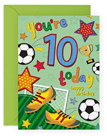 Central 23 Geburtstagskarte zum 10. Geburtstag für Jungen – Fußball Alter 10 – zehn Jahre alter Sohn Geburtstagskarte – Happy 10th Birthday Karte für Kinder – Geschenke für ihn – Enkel Patensohn