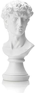 BOIHEGU Statua di David bianco, 20,3 cm, oggetti decorativi per libreria, busto in resina con mitologia greca, idea regalo (bianco)