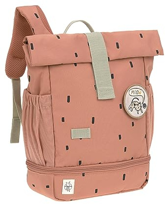 Lässig Zaino per l'asilo Zaino per bambini Rolltop con cinghia pettorale idrorepellente, 11 litri/Mini Rolltop Backpack Happy Prints caramello