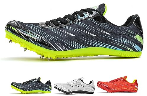Uhclrr Spikes Leichtathletik Herren Running Spikes Nägel Unisex Athletics Schuhe, Nicht rutschfeste Jugendsportschuhe(38 EU, Black)