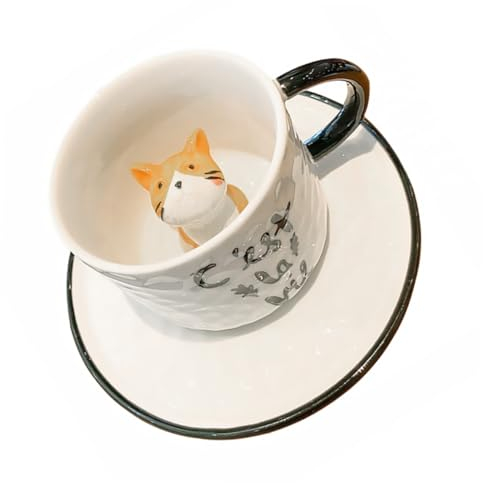 PRETYZOOM Taza De Cerámica Diseño De Animales De Dibujos Animados 220 Ml Material Cerámico Seguro y Duradero Para Niños y Adultos Uso Hogar y Oficina