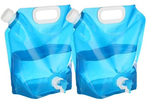 2 Stück Faltbarer Wasserbehälter mit Dichtem Deckel und Hahn, 5L/10L Flexibler Wasserkanister Tragbar Trinkwasser Wassersack Faltkanister Wasserbeutel für Outdoor Camping Grill Wandern Picknick