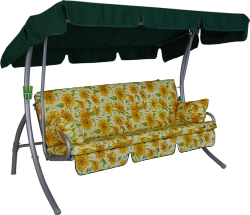 Angerer Freizeitmöbel GmbH Hollywoodschaukel Trend - Gartenschaukel Made in Germany - Schaukel zum Sitzen, Liegen und Entspannen - inklusive Bett-Funktion - einfache Montage (Gelb Sonnenblume)