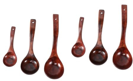 Cabilock 6 Piezas Cucharón de sopa de cocina cucharón de madera de madera cuchara de sopa de madera cuchara sopera ke cuchara de madera cuchara curva