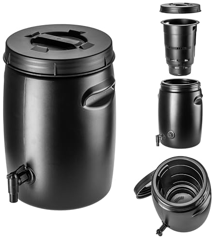 KADAX Fût pour la fabrication engrais organique, réservoir en plastique, réservoir d'engrais pour la fabrication de jugulaire (noir, 25 l)