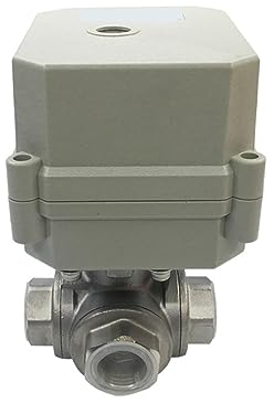 Kugelhahn-Set, Kugelhahn, 3-Wege-T/L-Anschluss, Edelstahl, 3/4'' DN20, betätigter Kugelhahn, 2/3/5 Drähte, IP67(Size:L,Color:DC24V_CR201)