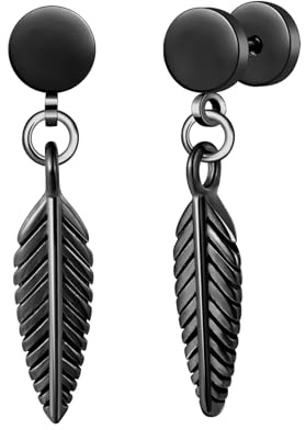 Yumilok Ohrringe Edelstahl Herren Feder Ohrhänger Kreis Ohrringe Damen Ohrstecker Fake Plugs Ohr Cheater Tunnel Gauges Ohr-Piercing Edelstahl Ohrknorpel Piercing