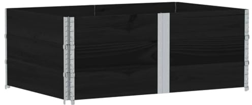 vidaXL Paletten-Aufsatzrahmen 3 STK. Schwarz 150x100 Massivholz Kiefer