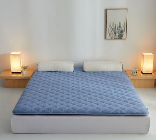 SDGHH-8MMDM Generisch Bodenmatratze Futon-Matratze Dicke Matte rutschfeste Schlafmatte Faltbare Rollmatratzen Für Camping,Blau,90X190CM