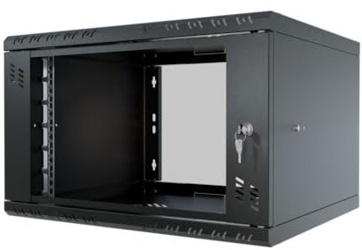 Stalflex Garderob 19 tum 6U 450 mm standard - kraftigt stål - rack och skåp för nätverksutrustning - kompatibel med hylla - glasdörr