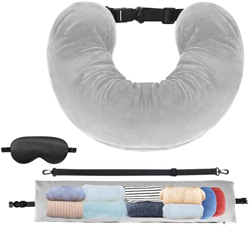 JOLIGAEA Nackenkissen Reise, Multifunktionales U-Förmiges Reise Nackenkissen Stopfbar, Befüllbares Clothing Nackenhörnchen Stopfbares Travel Pillow für Flugzeug (Grau)