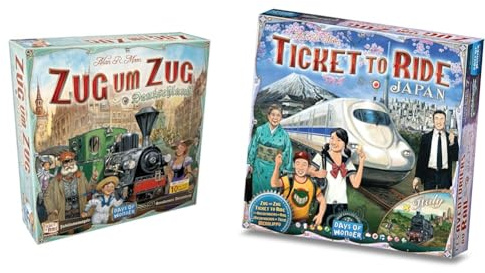 Days of Wonder - Zug um Zug Deutschland (Auflage 2023), Grundspiel + Erweiterung, Familienspiel, 2-5 Spieler, Ab 8+ Jahren, 30-60 Minuten, Deutsch + Zug um Zug, Japan + Italien (Spiel-Zubehör)