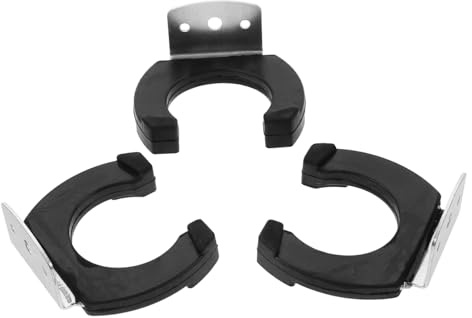3 Stück Wand Mikrofonhakenständer für Drahtlose Mikrofone Schwarz | Eisen und Gummi, 28mm Montagebohrung, Innendurchmesser bis 47mm, für Bühne und Videostudios