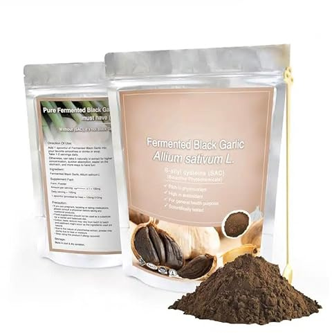 Utdrag av svart vitlök fermenterad - Pulver 100g ren 100% naturlig utan tillsatser - För soppa, drycker, bakverk