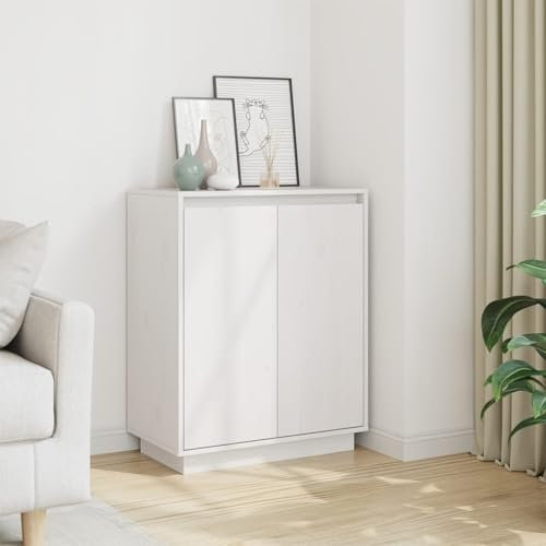 Xichuzi Sideboard Weiß 60x34x75 cm Massivholz Kiefer, Kommode Schlafzimmer, Kommoden & Sideboards, Wohnzimmerschrank, Flur Kommode, Zimmer Möbel - 813346