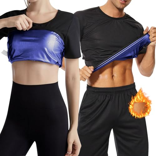 Combinaison de sudation pour homme et femme - T-shirt de sauna, gilet de sudation, gilet de sudation, haut amincissant, perte de poids, entraînement, fitness, manches courtes