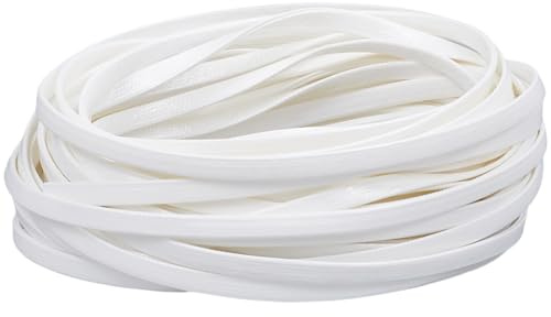 GORGECRAFT 10m di Striscia di Cuoio PU Ripiegabile 4mm in Pelle Intrecciata A Doppia Faccia in Pelle Bianca Piatta e Morbida per Rifiniture Fai da Te Cucito Artigianato Cintura Bracciale Creazione