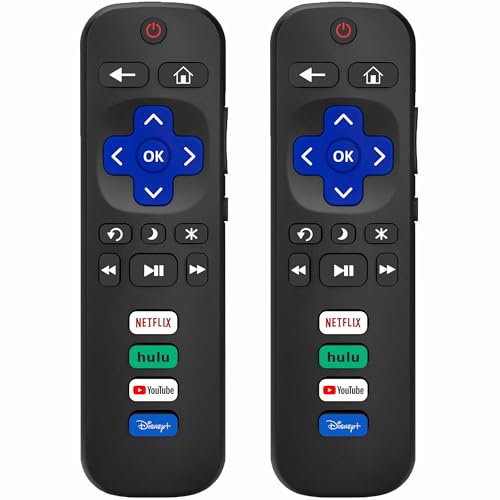 Replacement for Roku TV Remote Control, (Pack of 2), w/Netflix, Disney, YouTube and Apple TV Button, 1 Year Warranty