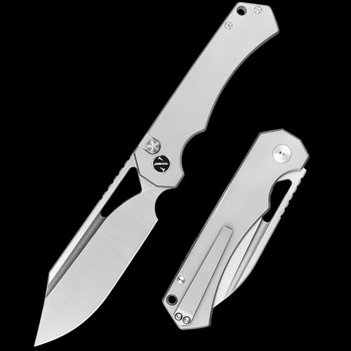 NedFoss COUGAR Klappmesser, 14C28N Stahl Taschenmesser mit Button-Lock | 7.5cm Einhandmesser mit leichtem Stahlgriff, Outdoor Messer mit Gürtelclip, Survival Messer für Alltag, Sammlung & Geschenk